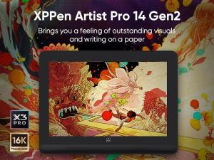 XP-Pen Artist Pro 14 (Gen 2) Tablet with inbuilt stand and remote Ideal for VFX and Video Editing Professionals - Image 2