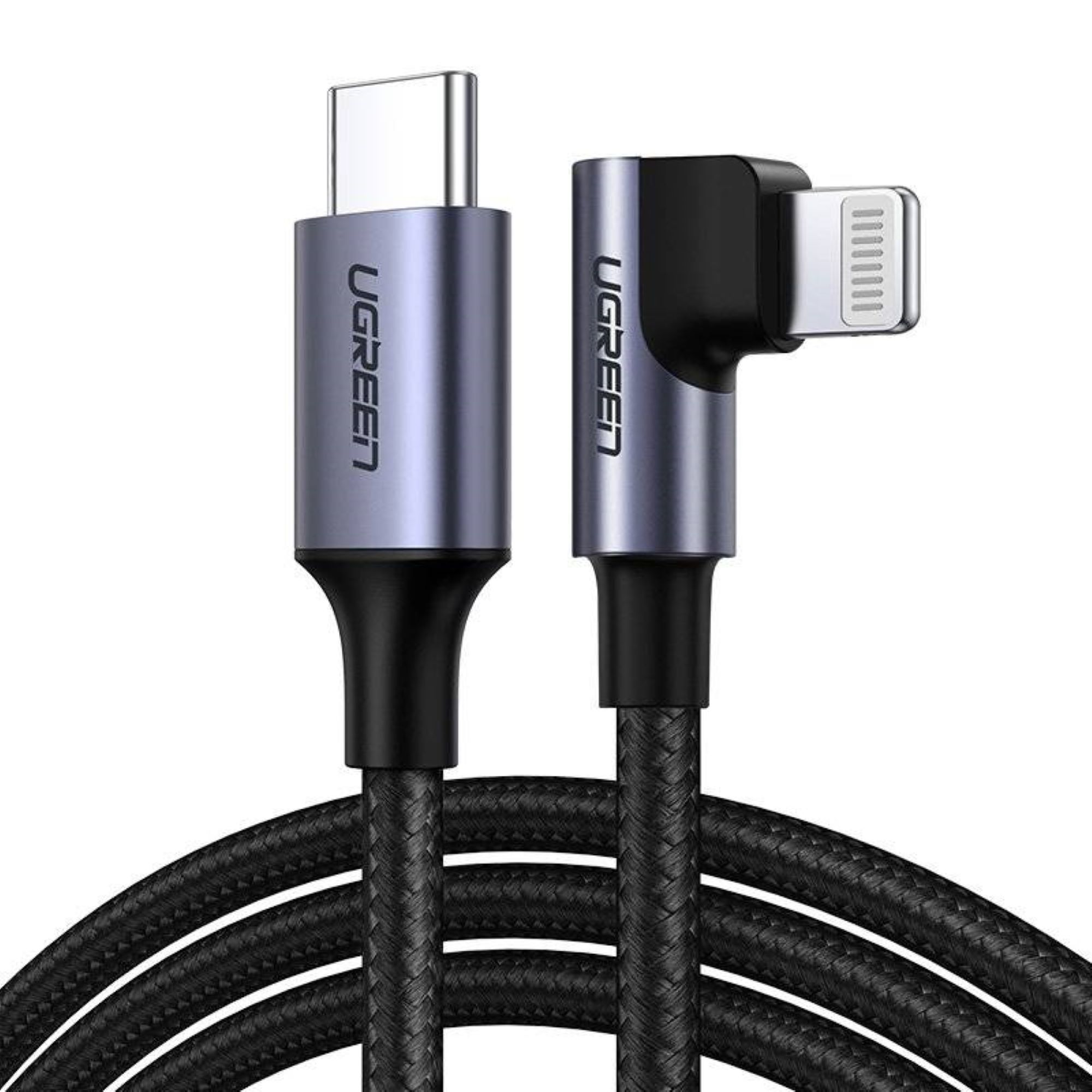 Ugreen US305 USB-C To Lightning Angled Cable Aluminum Shell Braided 1M-60763